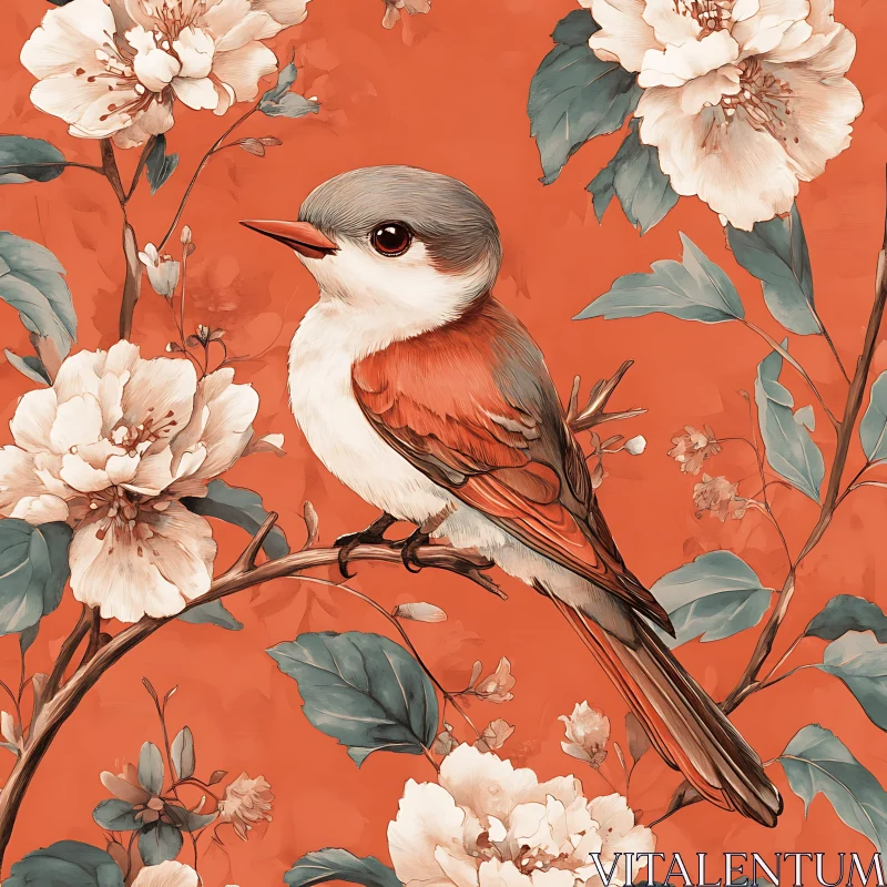 Floral Bird Art AI Image