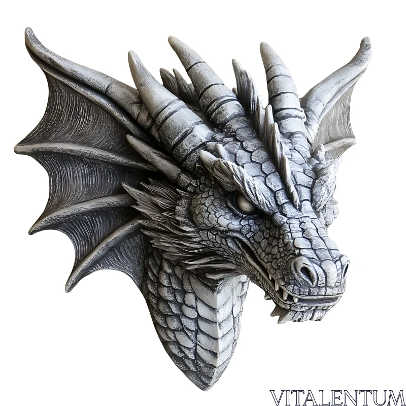 AI ART Grey Dragon Sculpture Wall Decor