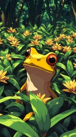 Curious Frog in Vibrant Greenery