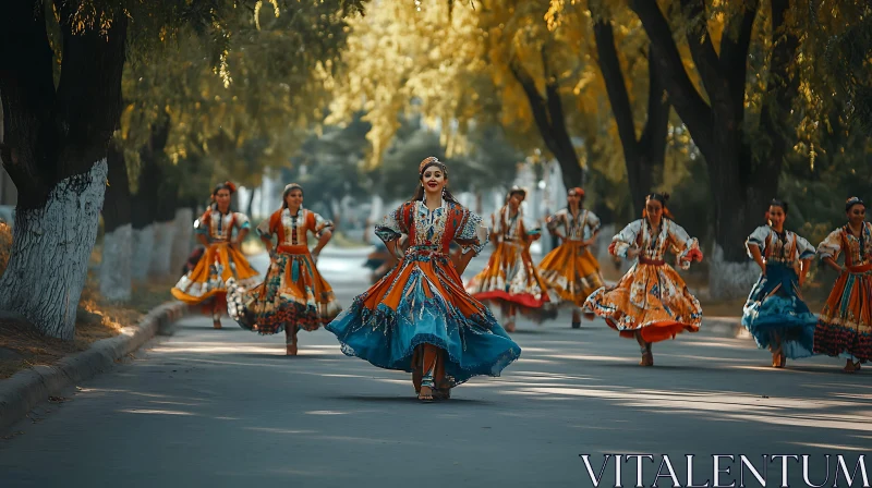 AI ART Women Performing Folk Dance on Street