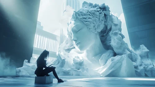 Woman and Sculpture: A Moment in the City