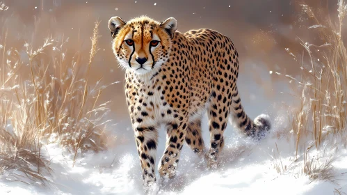 Wild Cheetah in Winter Habitat