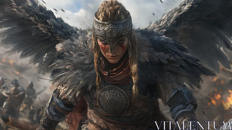 Winged Warrior Woman ready for battle AI Image