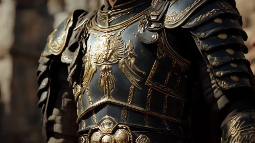 Detailed Medieval Armor with Golden Accents