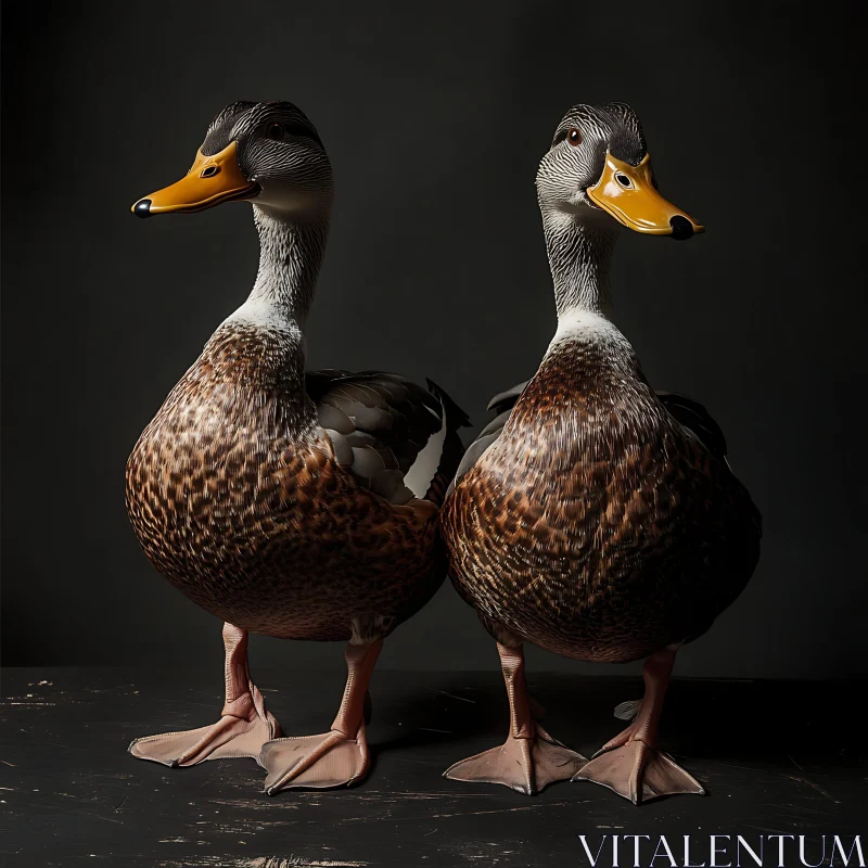 Contemplative Ducks: A Study in Natural Beauty AI Image