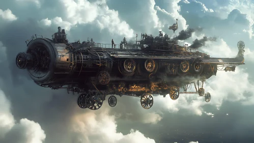 Vintage Airship Above the Clouds