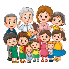 Happy Family Cartoon Style Artwork