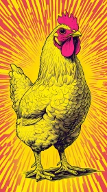 Vivid Chicken Graphic in Pop Art Style