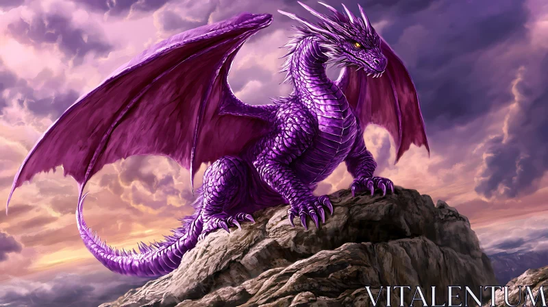 Dragon on a Rock: Fantasy Creature AI Image