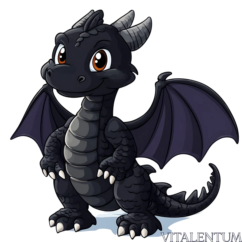 AI ART Whimsical Black Dragon Character Design