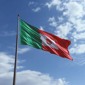 Flag of Mexico Against Blue Sky