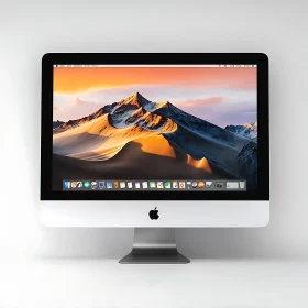 iMac Computer Displaying Beautiful Mountain Scenery