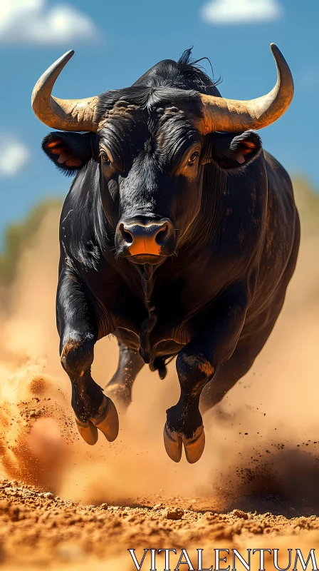 Dynamic Bull in Motion AI Image