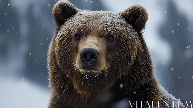 Wild Bear in Winter Scene AI Image