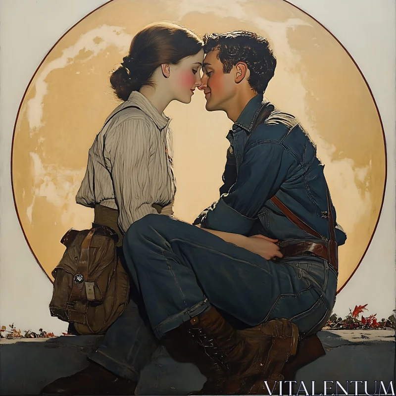 Vintage Style Couple in Love AI Image