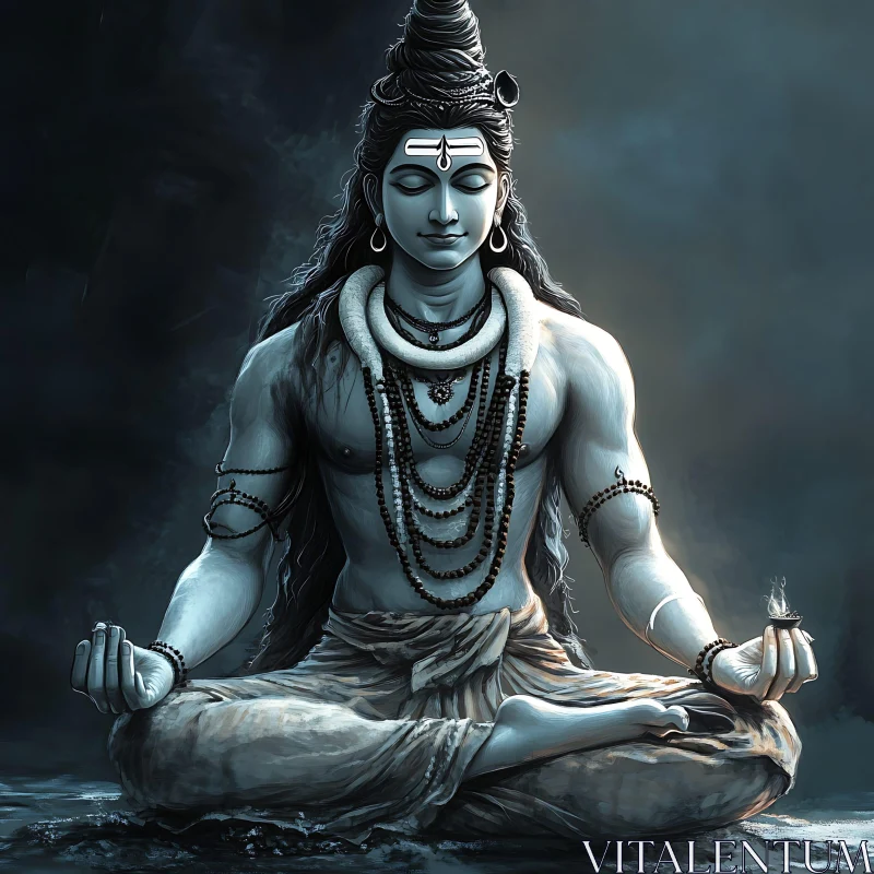 Meditative Shiva: Spiritual Art Image AI Image