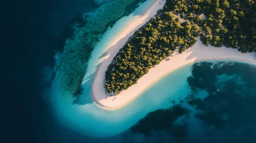 Isolated Island with Turquoise Waters from Above