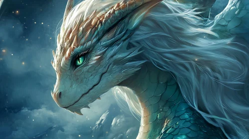 Ice Dragon Close-Up Digital Painting