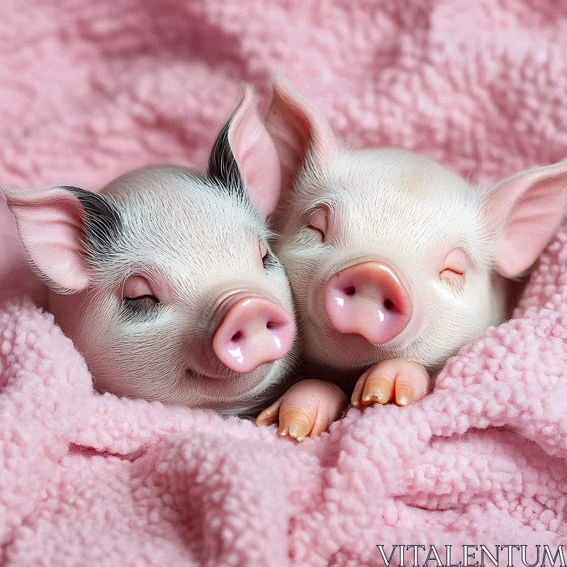 Cute Piglets Resting AI Image