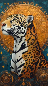 Artistic Jaguar with Golden Background