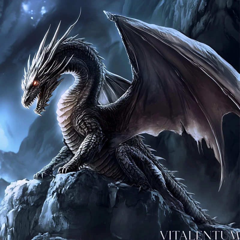 AI ART Fantasy Dragon Art: Guardian of the Peak