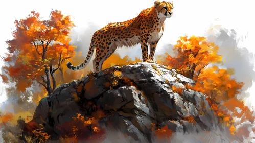 Autumn Cheetah Painting