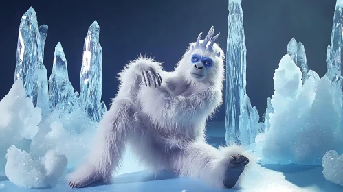 Gentle Yeti Lounging on Ice