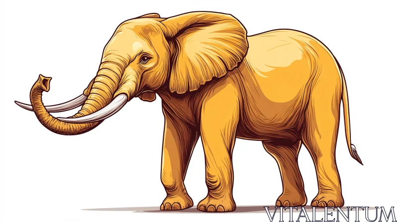 Golden Toned Elephant Art AI Image