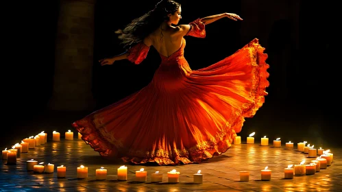 Woman Dancing with Candles