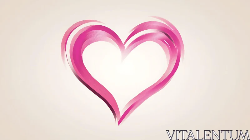 Abstract Heart with Pink Flowing Ribbons AI Image