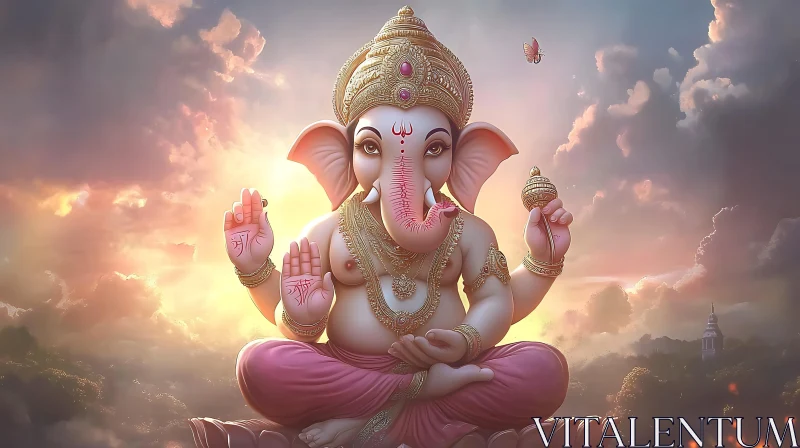 Meditative Ganesha Art AI Image