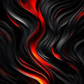 Undulating Waves Abstract in Red and Black