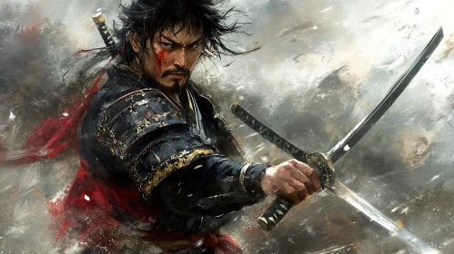 Samurai Warrior with Swords