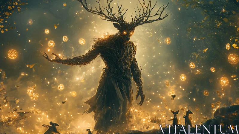 Antlered Guardian of the Mystical Forest AI Image