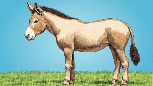Donkey Portrait on Green Pasture