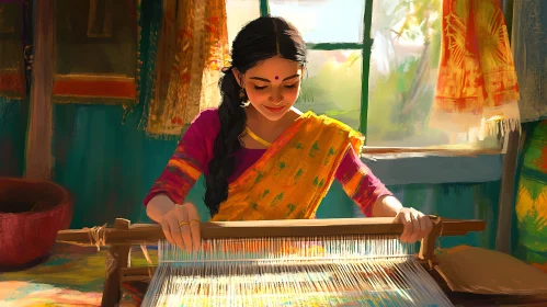 Woman at Loom: A Moment of Creation