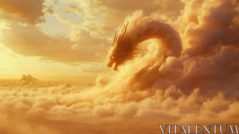 AI ART Dragon Among Clouds