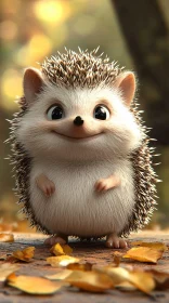 Adorable Hedgehog Among Leaves