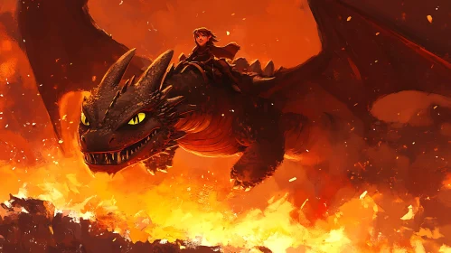 Dragon Rider in Fiery Skies