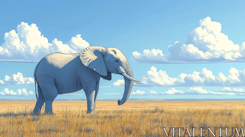 Elephant Under Cloudy Sky AI Image