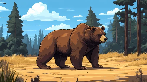 Brown Bear in Forest Clearing