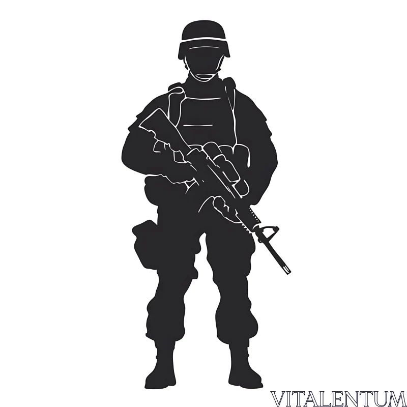 AI ART Military Silhouette: Ready for Action