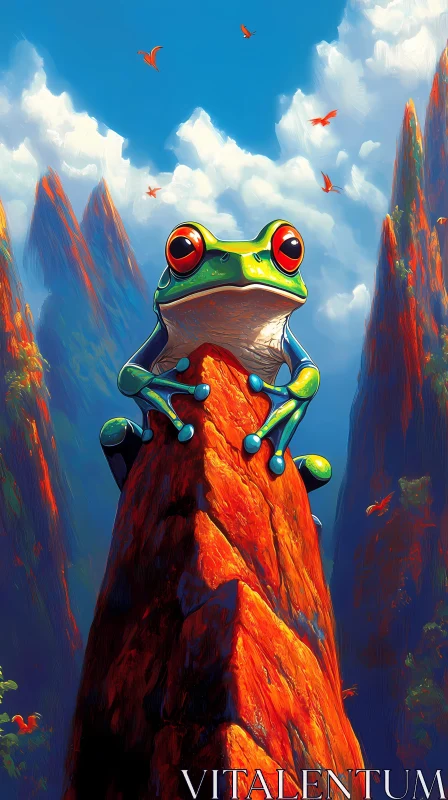 Colorful Frog in Nature Scenery AI Image