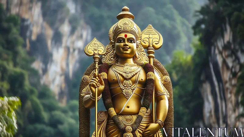 AI ART Regal Gold Statue of Hindu God