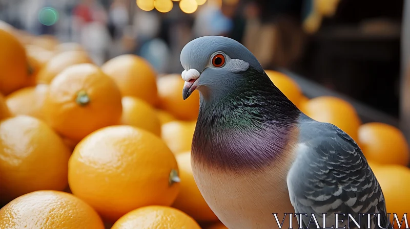 Urban Bird with Citrus Fruit Still Life AI Image