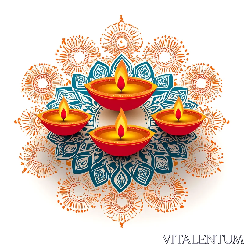 Festive Diwali Lamps Art AI Image