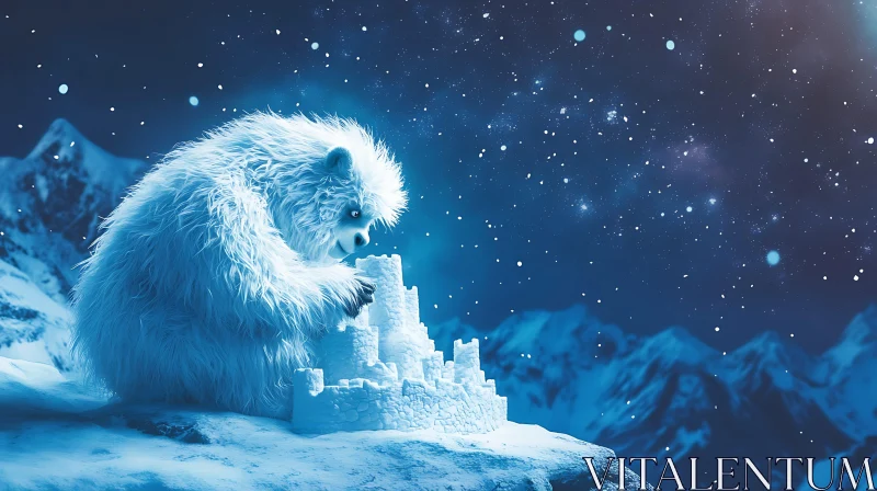 AI ART Snowy Yeti Building a Castle