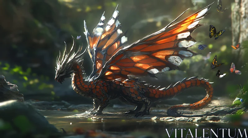 AI ART Dragon with Butterfly Wings