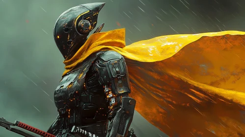 Robotic Knight with Yellow Cloak