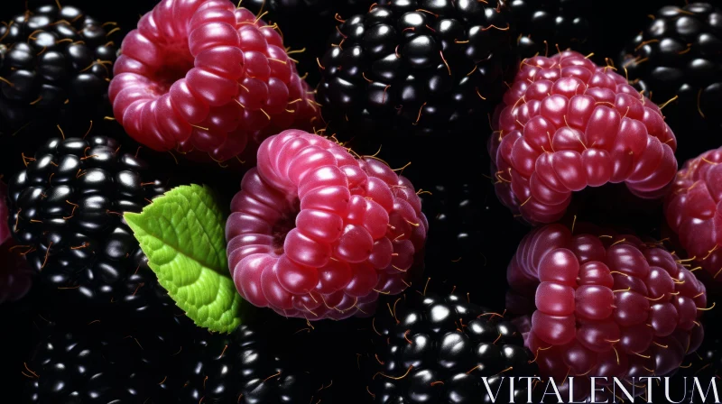 AI ART Luminous Black Raspberries - A Still Life Artistry